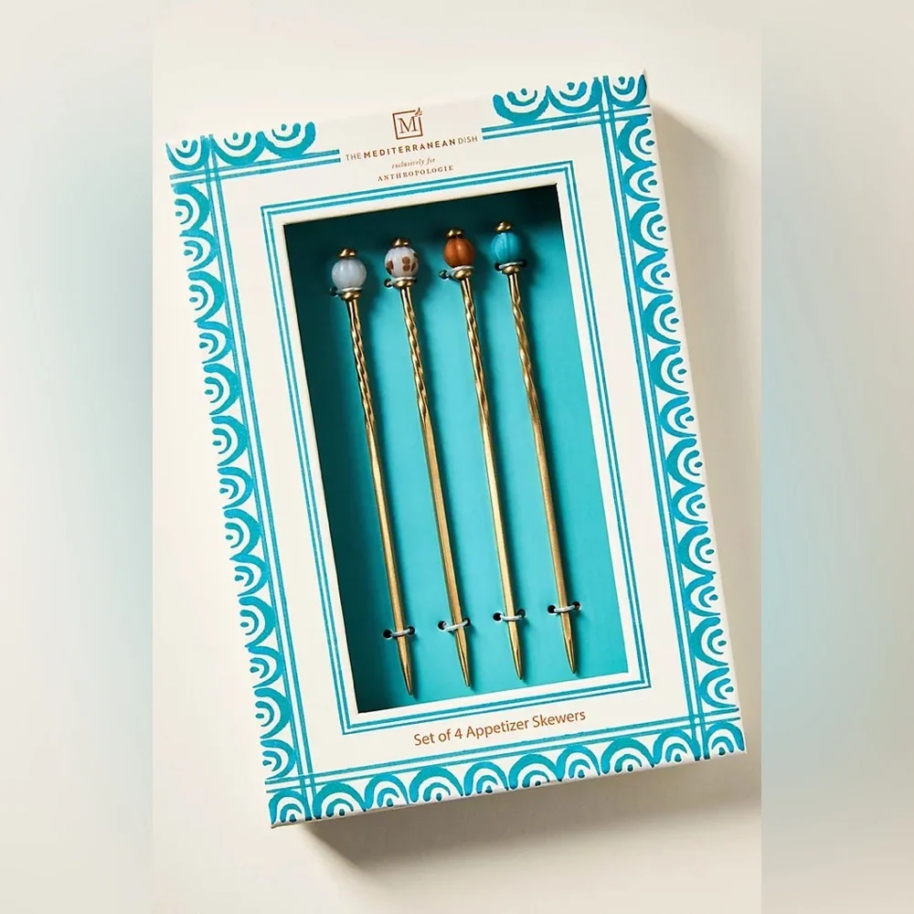 New Anthropologie Home Decor The Mediterranean Dish Appetizer Skewers Set of 4